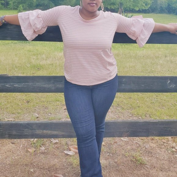 Pink Ruffle Sleeve Top - Picture 2 of 3